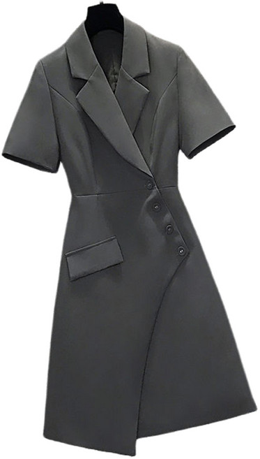 ROYALBELLE 여성 빅사이즈 블레이저 반팔 원피스 세련된 허리 슬림핏 고급 a라인 원피스 H032507