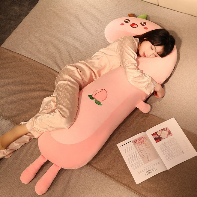 정싱 대형 쿠션 커버 안고자는베개 쿠션 바디필로우 인형 포근한 쿠션 숙면 도우미, 복숭아