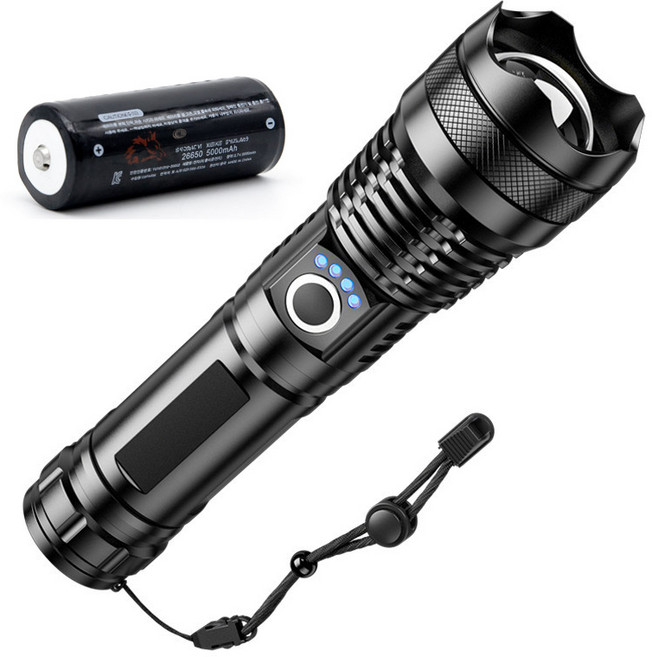 LED 후레쉬 손전등 충전식 줌 써치라이트 자전거랜턴 XHP70, 1개