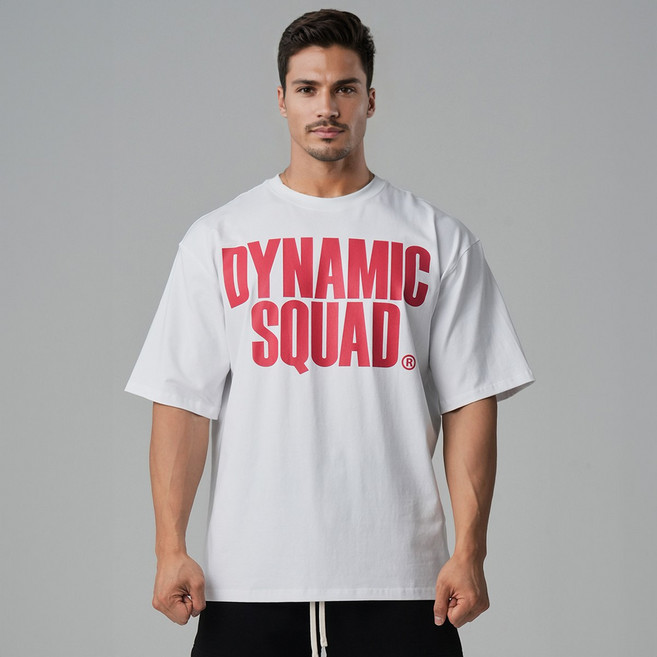다이나믹스쿼드 빅로고 남자 오버핏 반팔 티셔츠 헬스티 짐웨어