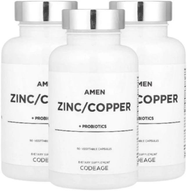 코드에이지 Amen Zinc Copper + 프로바이오틱스 90 베지캡슐, 3개, 90정 - 쿠팡
