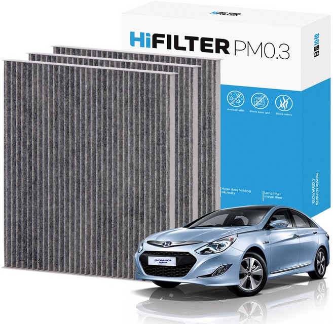 2+1 하이필터 PM 0.3 활성탄 자동차 에어컨 필터 현대, 3개, YF 쏘나타 HEV (6세대) HI-B102