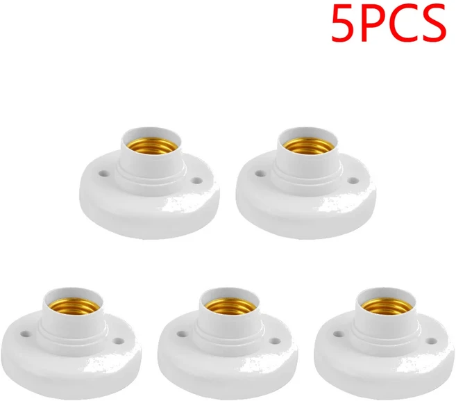 1-10개 E27 나사 캡 소켓 천장 조명 램프 전구 고정 베이스 스탠드 화이트 골드 홀더 가정용 6A, 07 5PCS