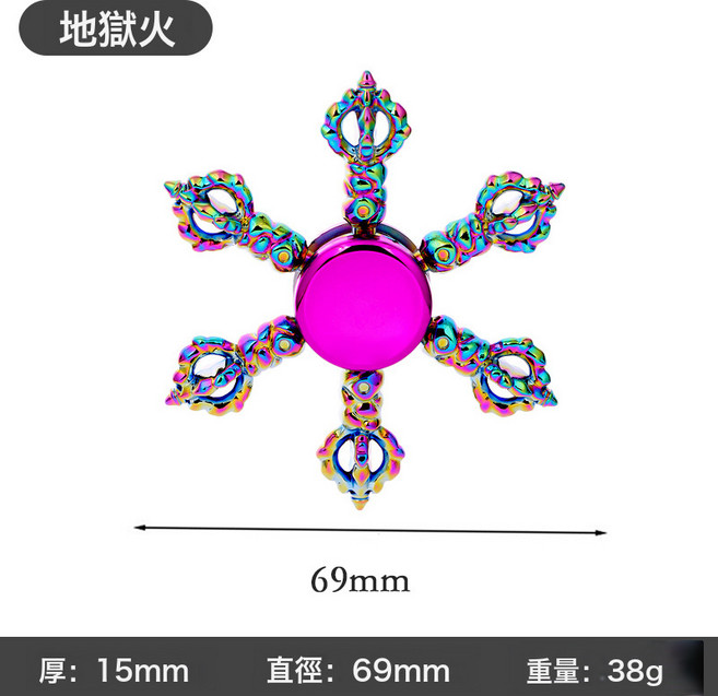 新款合金指尖陀螺減壓玩具Hand Spinner手指陀螺跨境批發地攤玩具, 1個, 炫彩地獄火:如圖所示