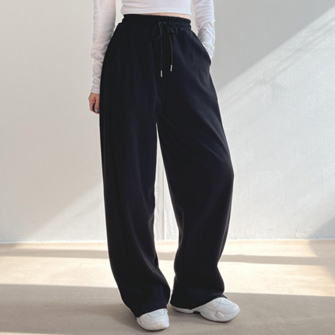 걸즈팩토리 여성용 데모옆다트 와이드 오버핏 밴딩 트레이닝 팬츠 바지 국내제작