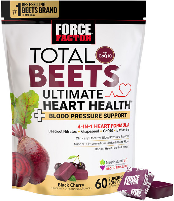Force Factor Total Bit 4合1配方 含輔酶Q10 黑櫻桃口味軟糖, 1個, 60錠