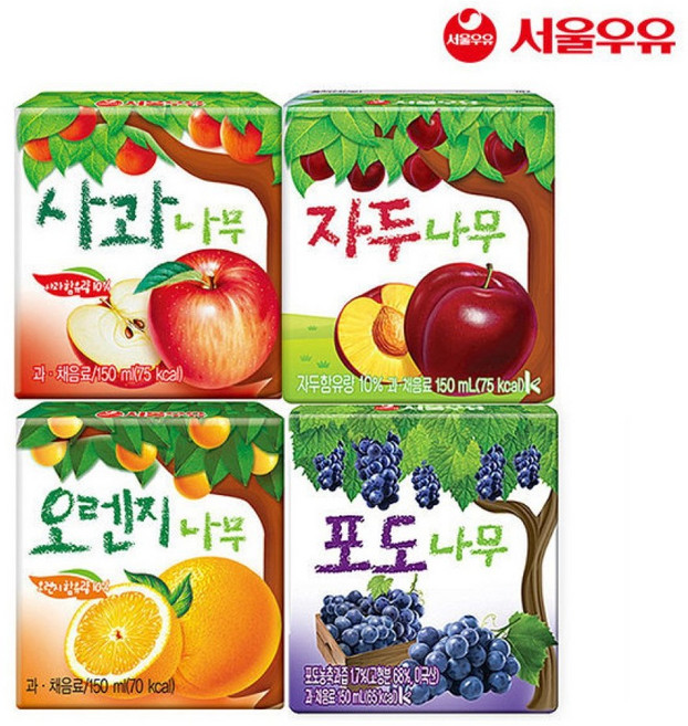 서울우유 사과나무+자두나무, 24개, 120ml