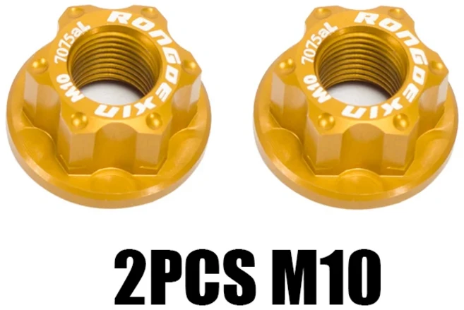 2PCS 자전거 3/8 M10 M9 허브 너트 고정 기어 용 나사 산악 전면 및 바퀴 차축, 03 M10 Golden 2pcs
