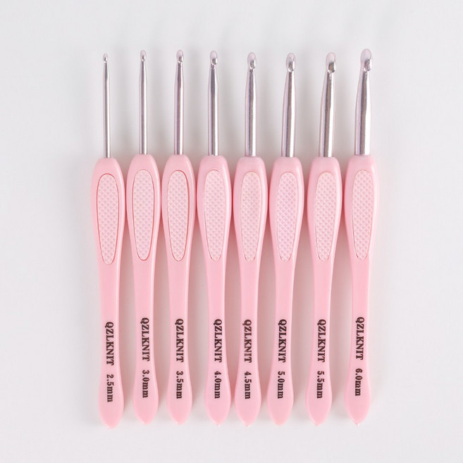 ATB 모사용 핑크 뜨개 코바늘 4호~10호 세트 (8개입)