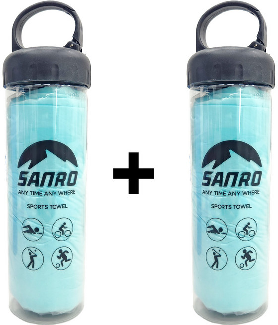 습식 스포츠 타올 대형 L사이즈 수영 등산 땀타올 1+1, 1세트, 민트+민트