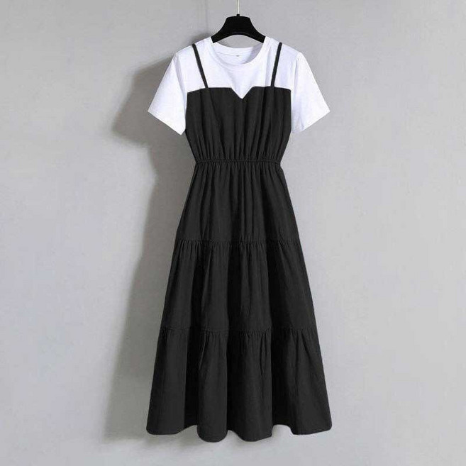 couchsurfing 여성 투피스 디자인 반소매 롱 원피스