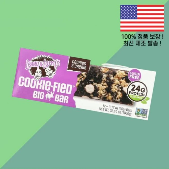 레니 앤 래리스 쿠키 피드 빅바 크림 12바 3.17온스 90g 각 12개입 Lenny Larry's Cookie Fied Big Bar Cookies Creme 12 Bars, 레니 앤 래리스 쿠키 피드 빅바 크림 12바 3.17온 - 쿠팡