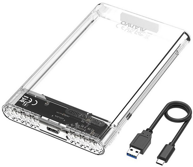MAIWO 7mm 9.5mm 2.5인치 SATA SSD/HDD용 외장 하드 드라이브 인클로저 5Gbps USB C to 어댑터 보관 케이스 6TB 용량 (화이트)_18012, White_180120