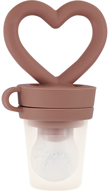 퍼기 유아용 하트 실리콘 과일 과즙망, 브라운, 1개