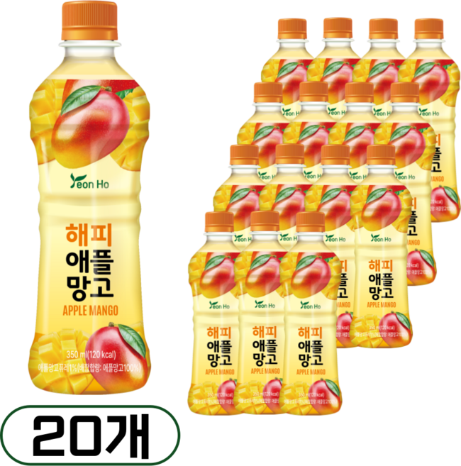 연호음료 해피 애플망고, 350ml, 20개