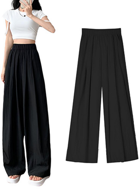 핑크셀럽 여성용 빅사이즈 하이웨스트 쿨 와이드 팬츠
