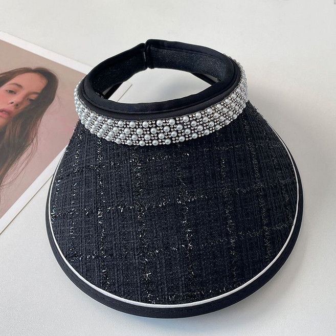 여성 여름 챙모자 진주 장식 세련된 썬바이저 패션 햇 여행 필수템 YLP