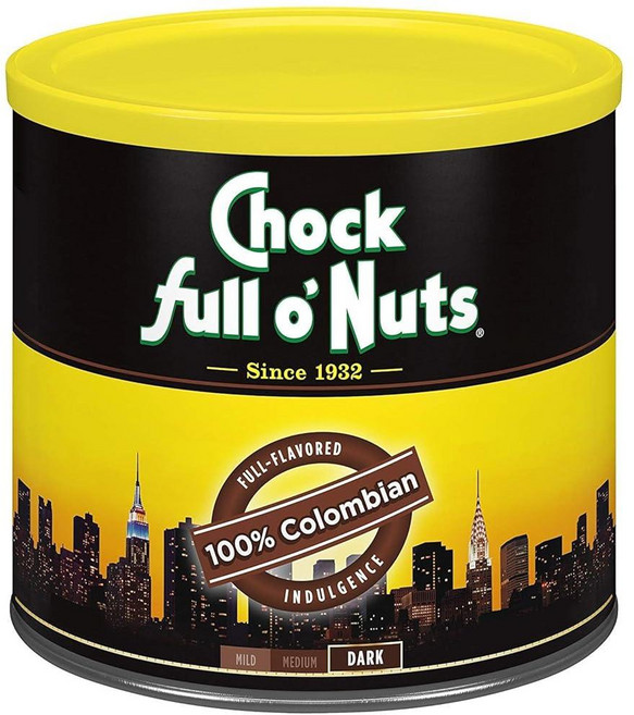 Chock Full o' Nuts Chock Full o'Nuts 콜롬비아 그라운드 커피 미디엄 로스트 - 프리미엄 콜롬비아 아라비카 커피 - 풍부한 풀 바디 맛 아로마 및, 24 Ounce (Pack of 1), Colombian, 680.4g, 1개