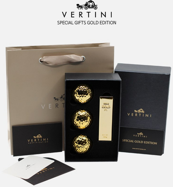 [본사총판] 베르티니 골드바 골프 티홀더 황금 골프공 3구 선물세트 홀인원 기념품 임원 승진 선물, 기본 : 상세페이지 참조, 1개