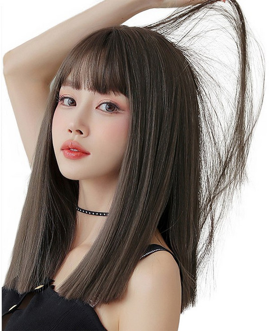 이쁘다샵 가발위드 긴머리 스트레이트 패션 여성 통가발 모던데이, 콜드브라운, 1개
