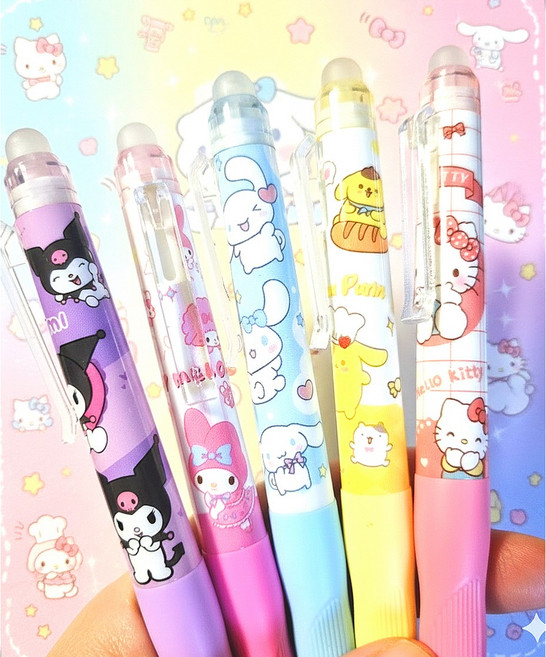 산리오 지워지는 볼펜 6종 세트, 차콜 블랙, 1박스