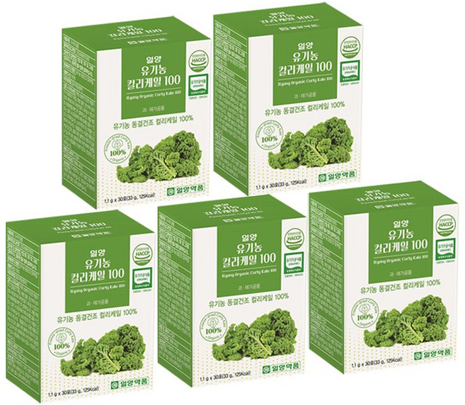 일양 유기농 컬리케일100 30포 x5박스 동결건조 컬리케일100% 미네랄 비타민 아미노산, 5, 30