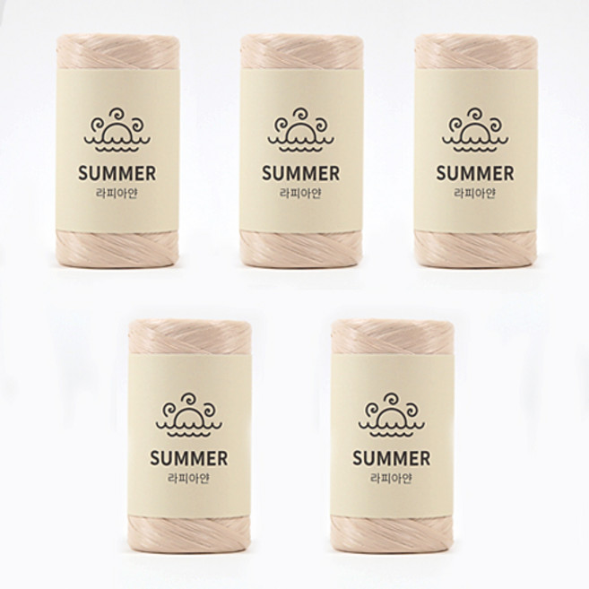 [앵콜스] 썸머 라피아얀 50g 방수되는 여름실 라피아실, (5볼묶음) 102 라이트베이지, 1개
