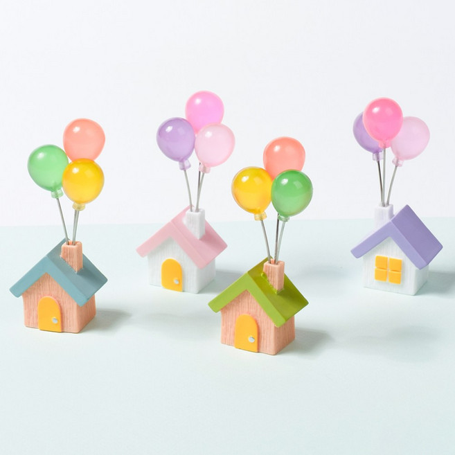 Craft Buddy 파스텔톤 풍선 장식 대시보드 집 피규어 자동차 인테리어, 1세트, 4컬러 4개입