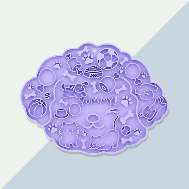 히야펫 강아지 구름 리킹매트 슬로우식기 간식 흡착 식기매트, 1개, 보라