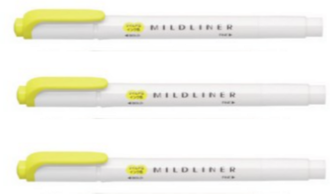 마일드라이너 형광펜, 레몬옐로우, 3개