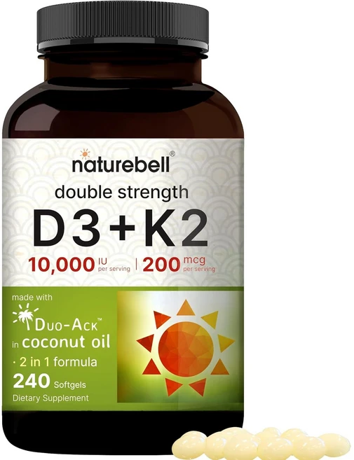 네이처벨 비타민 D3 K2 240정, 240 Count (Pack of 1), 1개 - 쿠팡