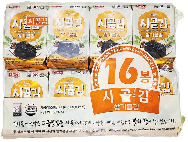 시골김 갓구운 참기름김(4g X 16개입), 1개, 64g