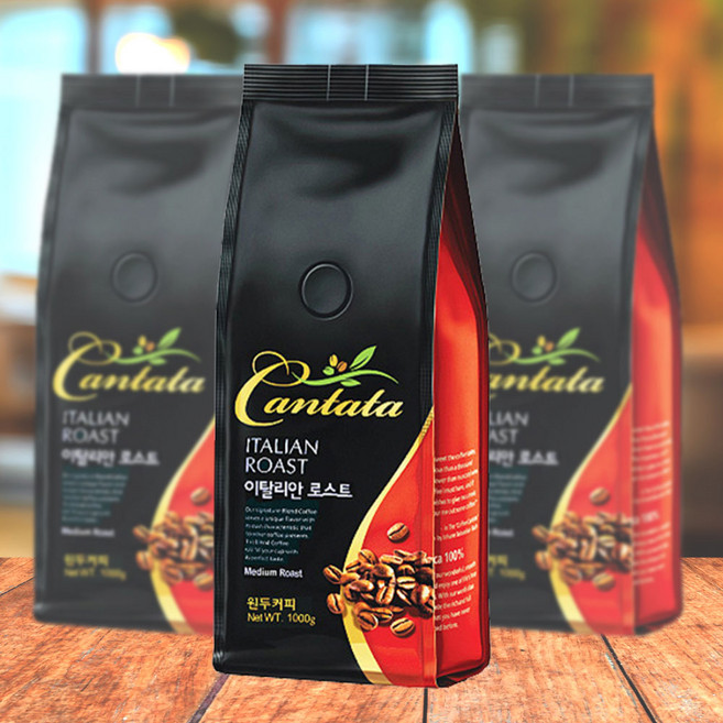 칸타타 이탈리안 로스트 1kg X 10개/원두 커피, 홀빈(분쇄안함), 10개