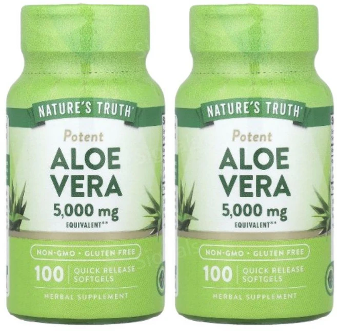 네이처스트루스 알로에 알로에베라 5000mg 100소프트젤 2개 아세만난 AloeVera, 100정 - 쿠팡
