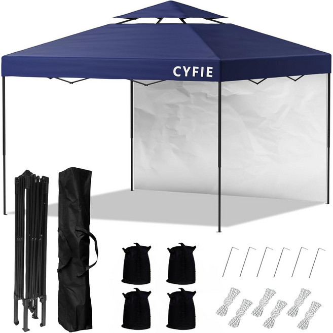 CYFIE 대형 천막 접이식 방수 캐노피 천막 행사용 천막 이동식 자바라 천막 야외용 캐노피 방수 천막, 네이비
