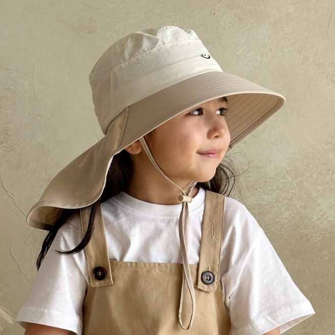 ECLL 스마일 아동 아쿠아 플랩캡 자외선 차단 물놀이 모자