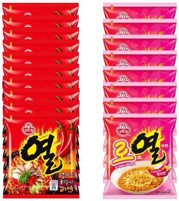 오뚜기 로제열라면 2팩+열라면 2팩 (총18개입), 단일구성, 18개