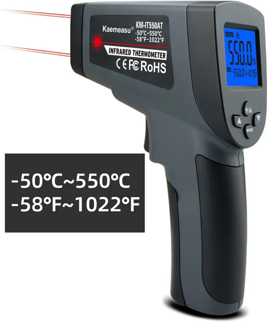 -50~1600C 적외선 온도계 LCD 디스플레이 IR 디지털 C/F 표면, 1개, 01 -50-550 upgrade