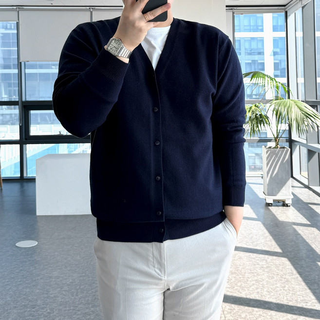 룩플레인 모달 원단 안티필링 세련된 브이넥 니트 가디건 10color