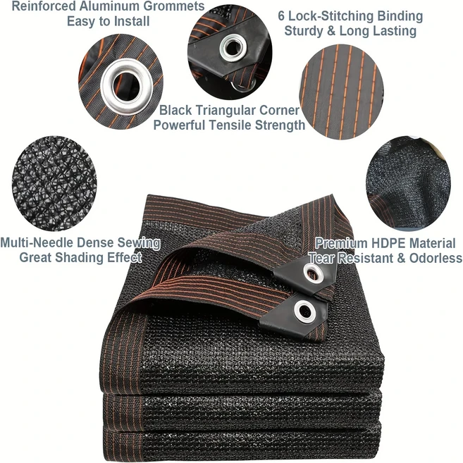 12PIN 검은 차양 그물 음영 70~80% 식물 온실 커버 메쉬 울타리 개인 정보 보호 화면 정원 태양 창고 야외, 01 CHINA, 01 3MX3M