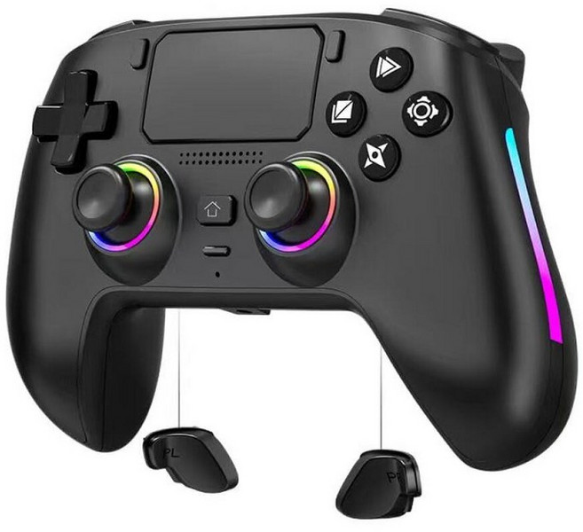 SIMGAL PS5 Game Controller RGB LED Wireless Controller for PS5/PS4/PC/STEAM Microphone/3.5mm Aud, Black