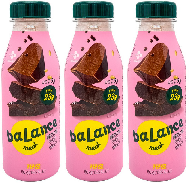 CJ제일제당 밸런스밀 프로틴 쉐이크 카카오, 3개, 50g