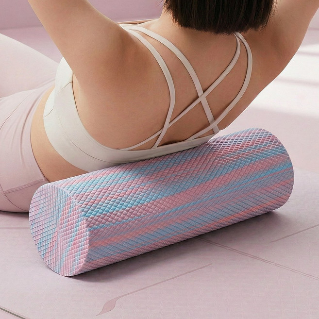 EVA 폼롤러 필라테스 요가 종아리 목 스트레칭 마사지, 1개, 핑크블루