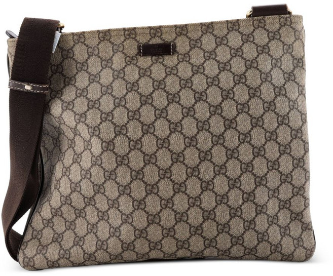 구찌 중고 GG 코팅 캔버스 라지 지퍼 탑 메신저 크로스 백