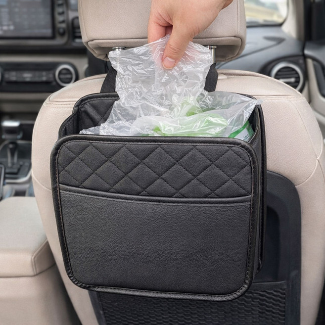 준랩 차량용 정리 수납합 헤드레스트 걸이 거치함, BLACK, 1개