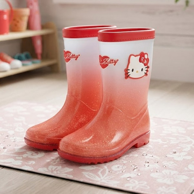 헬로키티 유아동 캐릭터 장화 남아 여아 공용 반짝이 그라데이션 레인부츠