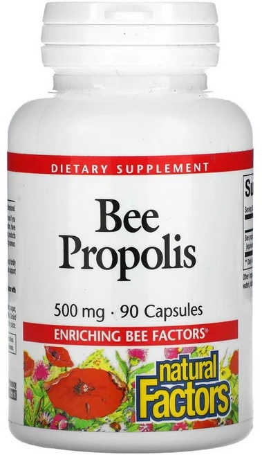Natural Factors 내추럴 팩터스 꿀벌 프로폴리스 500mg 캡슐 90정 유제품 당류 글루텐 무함유 - 쿠팡