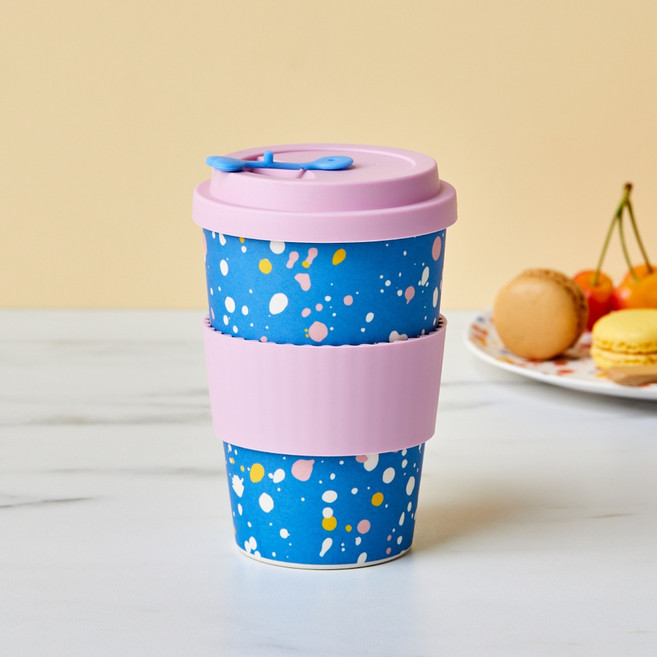 [MODERN HOUSE 중계점] 럭키버니 뱀부파이버 뚜껑 텀블러 500ML 블루 PL0124096, 1개, 사진참조