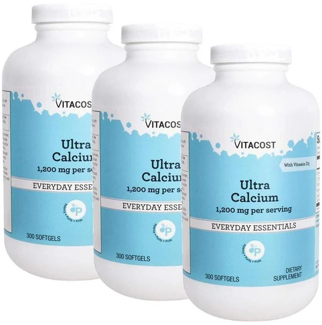 비타코스트 울트라 칼슘 1200mg 퍼서빙 비타민D3 소프트젤 Vitacost Ultra Calcium, 3개 - 쿠팡