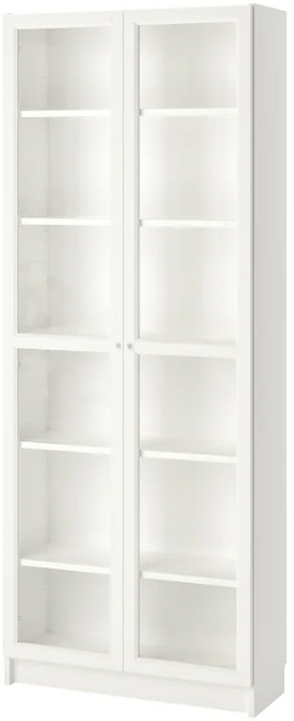 이케아 빌리 옥스베리 책장+유리도어 화이트 80x30x202cm 091.844.86